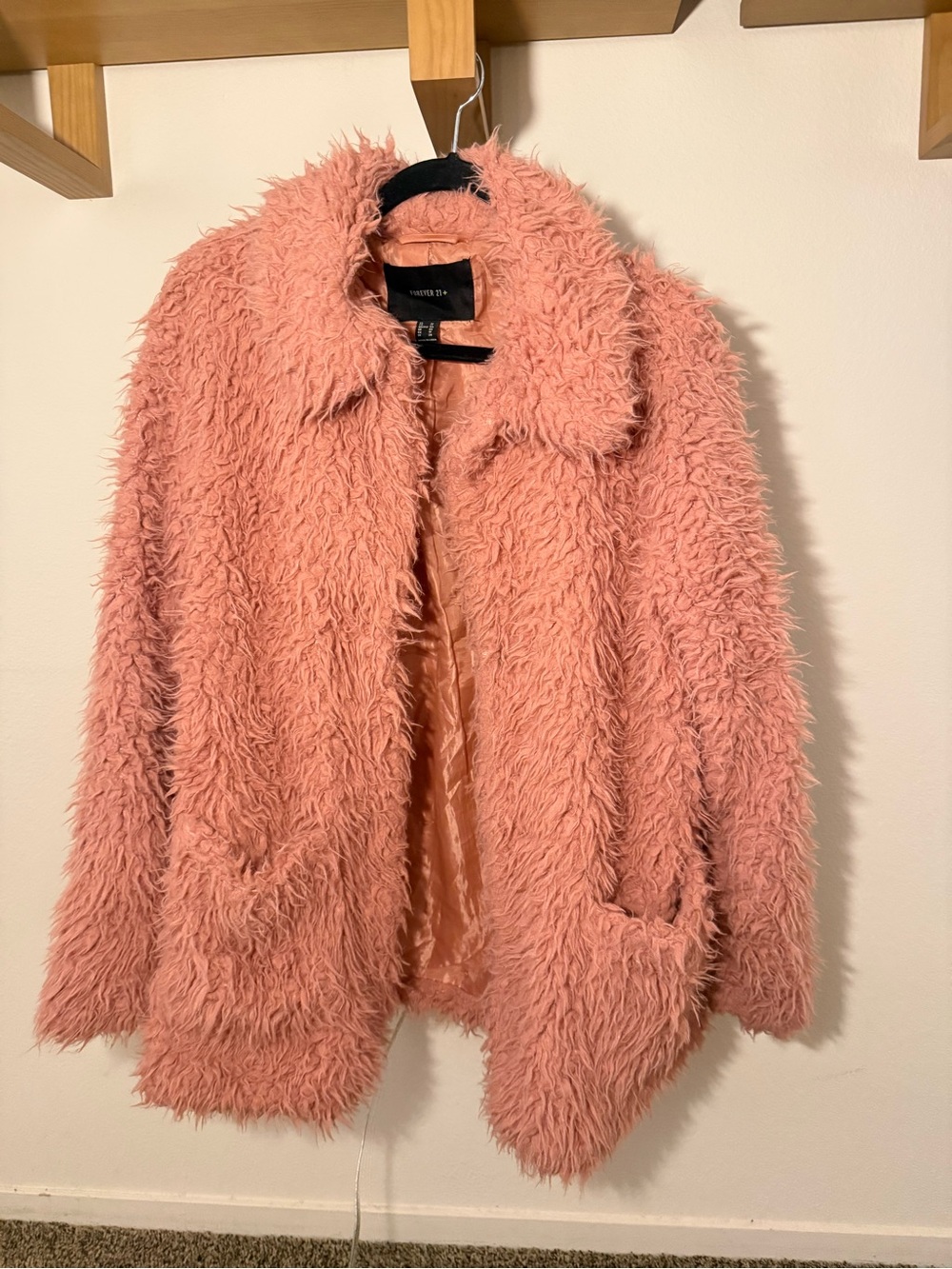 Forever 21 Pink Shaggy Faux Fur Teddy Jacket